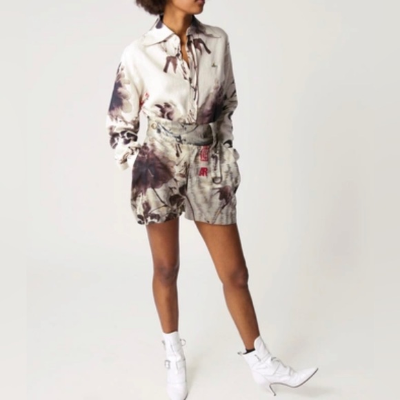 Vivienne Westwood MILITARY SHORTS CHINESE PEONY PRINT IT40 US4